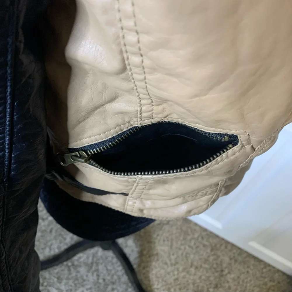 Red Snap Tan & Black Faux Leather Jacket - Picture 5 of 10